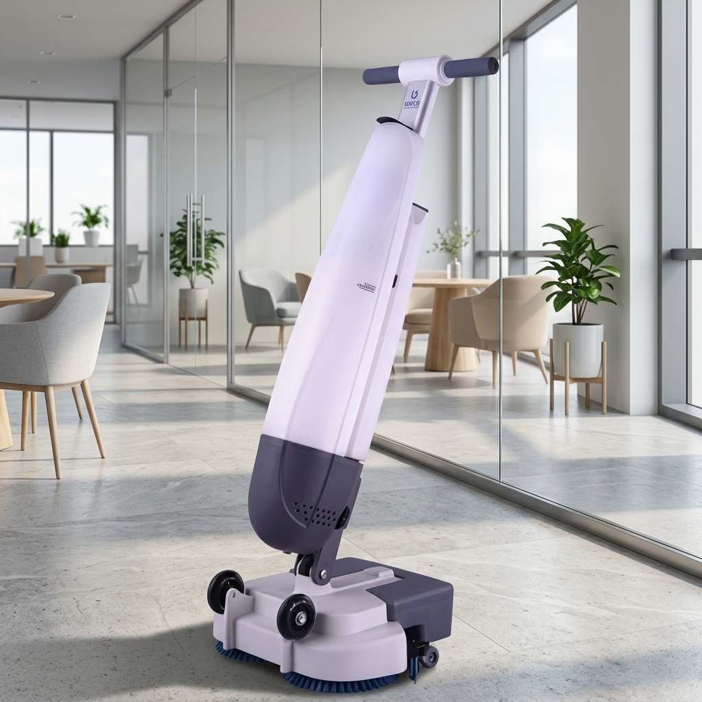 Q-mop standing in a modern office